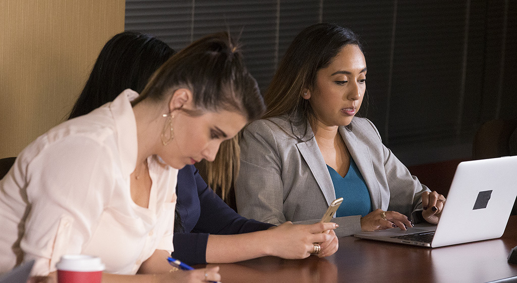 Female students inside a classroom