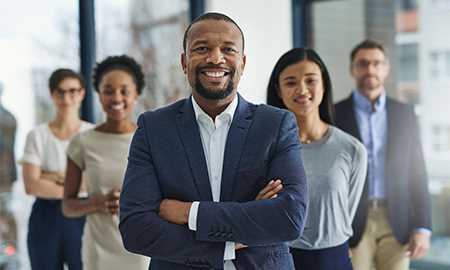 Business people smiling