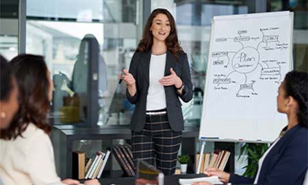 Woman giving presentation