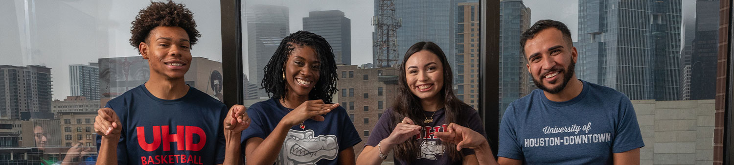 Students in the UHD Skyline lounge