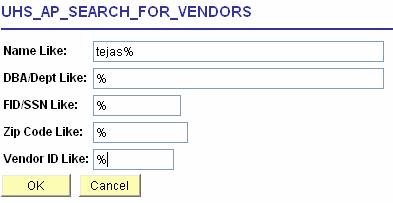 Vendor Hold Query Page Screenshot