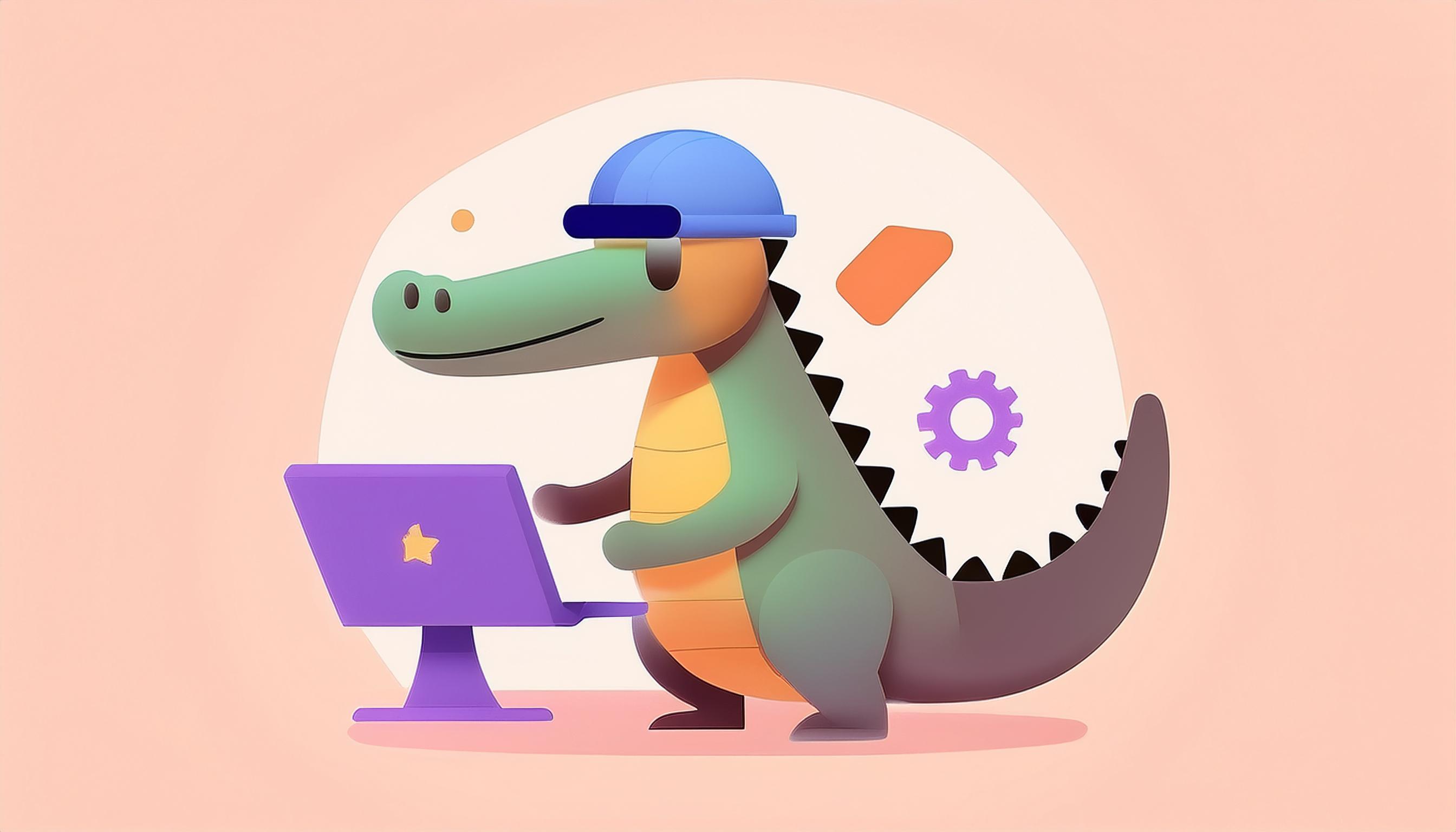 gator fixing a computer