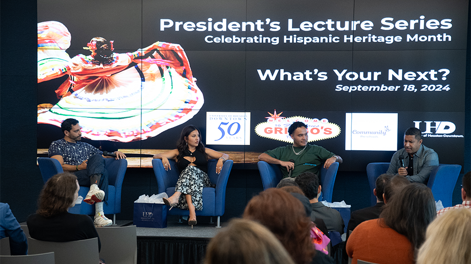 Panel members for the President's Lecture Series Celebrating Hispanic Heritage Month