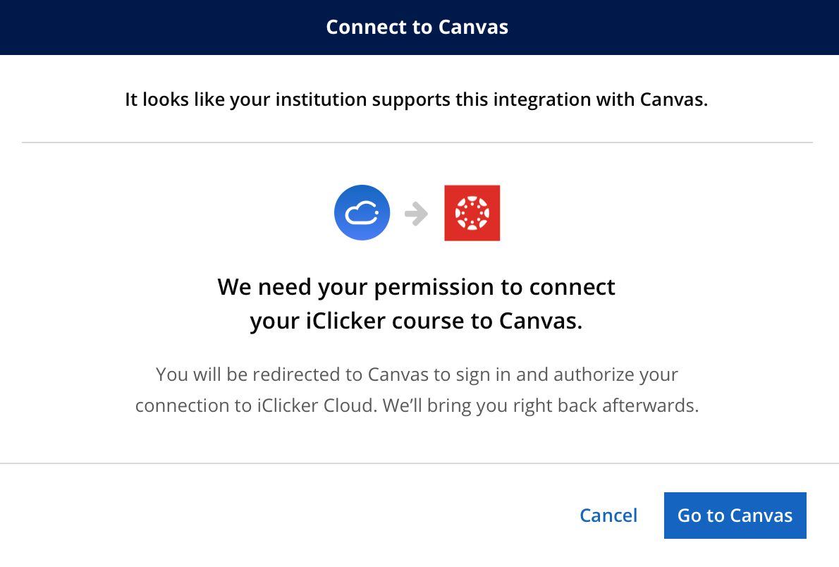 Connect to Canvas screenshot