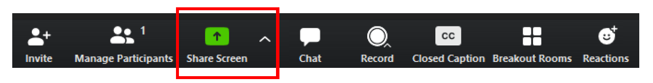 Share Screen button on Zoom control panel