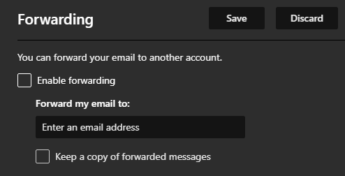 Forwarding Option screenshot